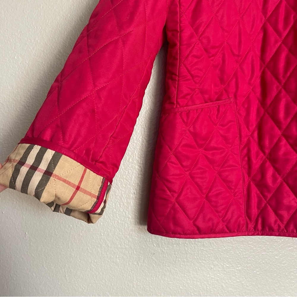 Burberry London Barn Coat Pink Diamond Quilted Nova Check Snap Authenticated M - Picture 3 of 16